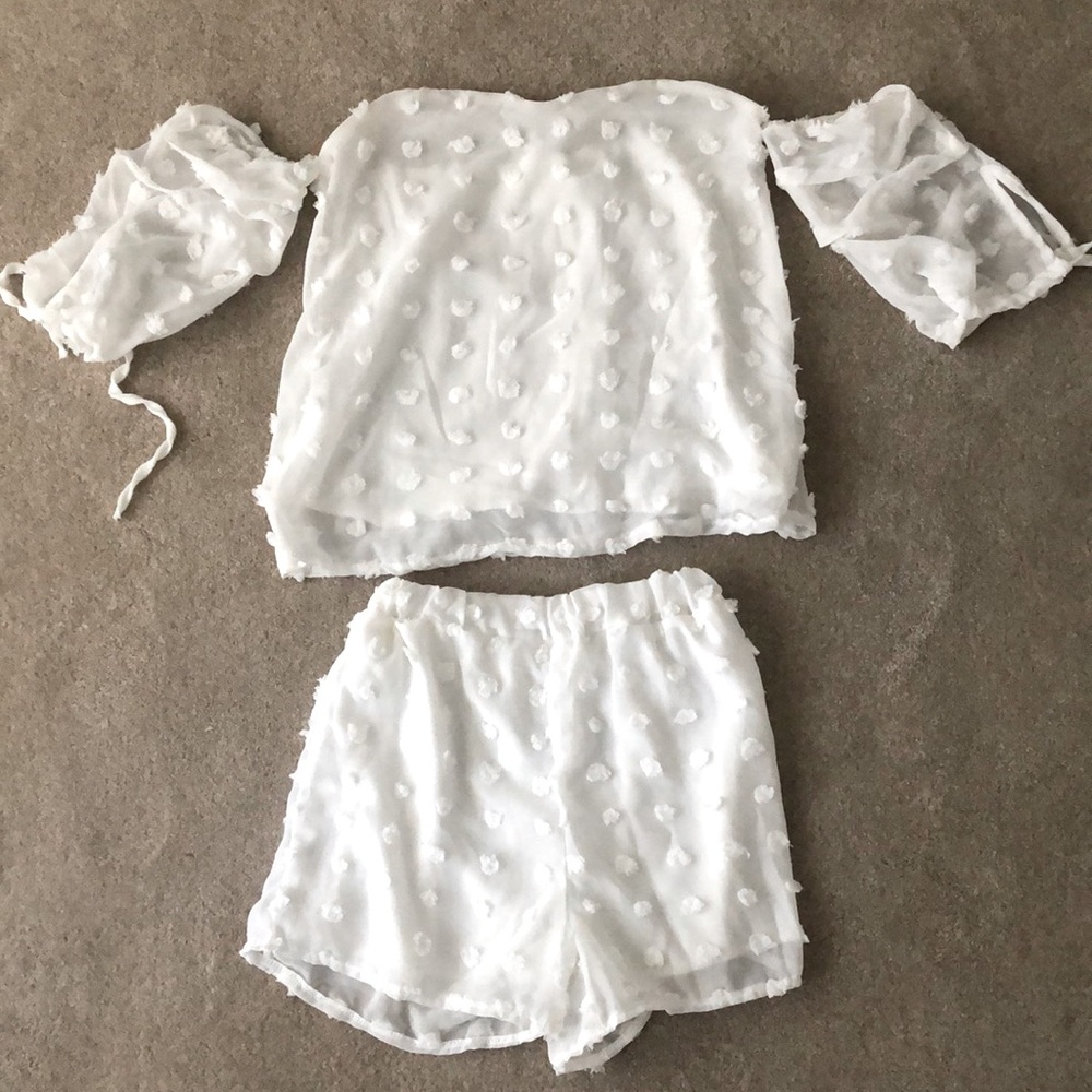 Two-piece white festival or bachelorette outfit